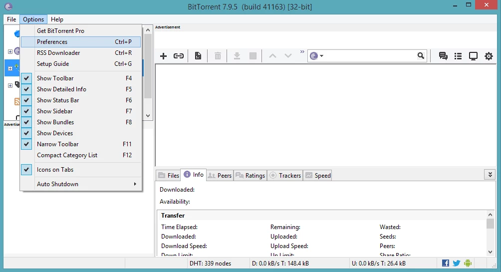BitTorrent — tangkapan layar 2